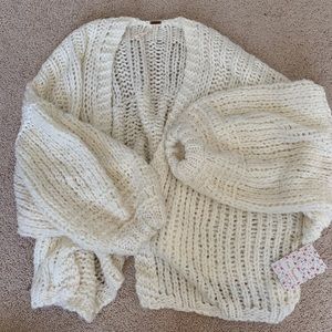 Free People Cream Knit Cardigan